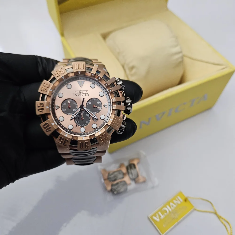 Men Excellent Condition Invicta Excursion Model 32378  Watch Quartz ROSE GOLD - Picture 14 of 15